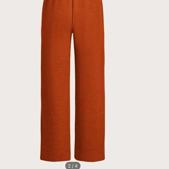 Two piece terracotta set with straight leg pants and tube top - Picture 4 of 4